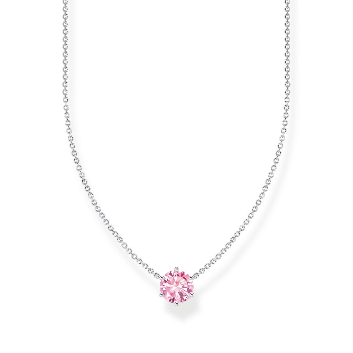 Thomas Sabo pink large zirconia pendant silver necklace KE2210-051-9-L45V