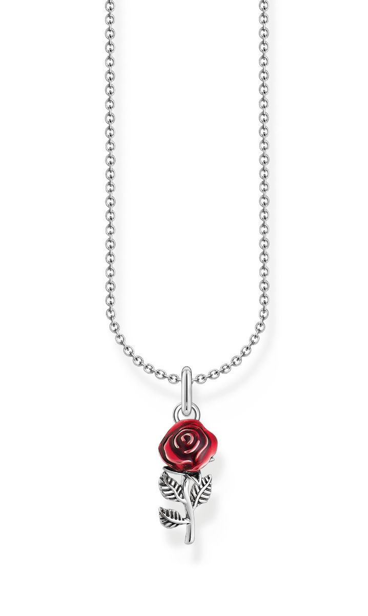Thomas Sabo True Romance silver cold enamel rose necklace KE2219-664-10-L45V