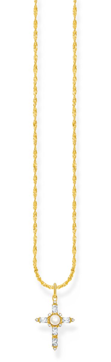 Thomas Sabo True Romance gold-plated white cross Romance cross necklace KE2296-445-14-L45V
