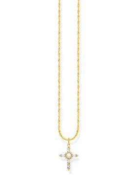 Thomas Sabo True Romance gold-plated white cross Romance cross necklace KE2296-445-14-L45V