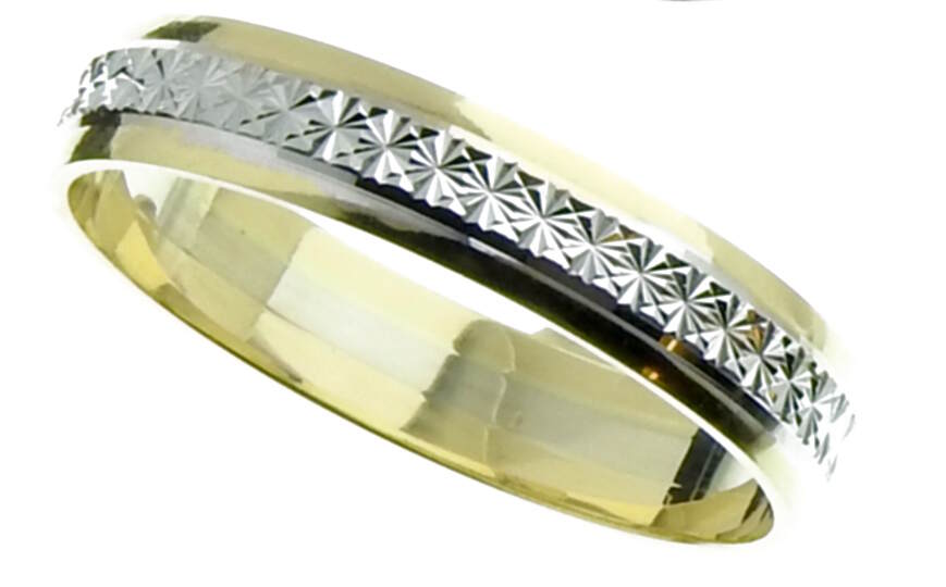 Diamond Cut 14ct Gold Two-Tone ring 4mm 2VTL