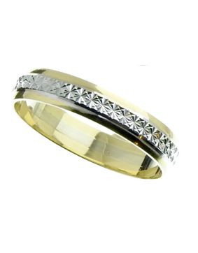 Diamond Cut 14ct Gold Two-Tone ring 4mm 2VTL