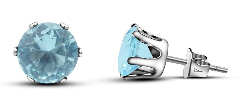Hopeapuro jewel aquamarine 6 mm earrings