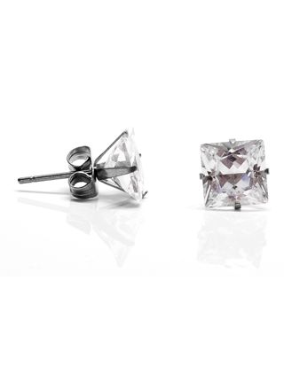 Hopeapuro jewel clear 5 mm square earrings