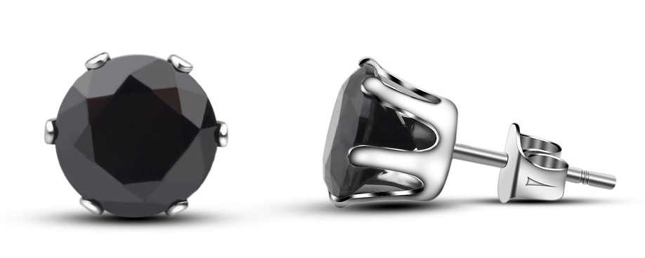 Hopeapuro jewel black 6 mm earrings