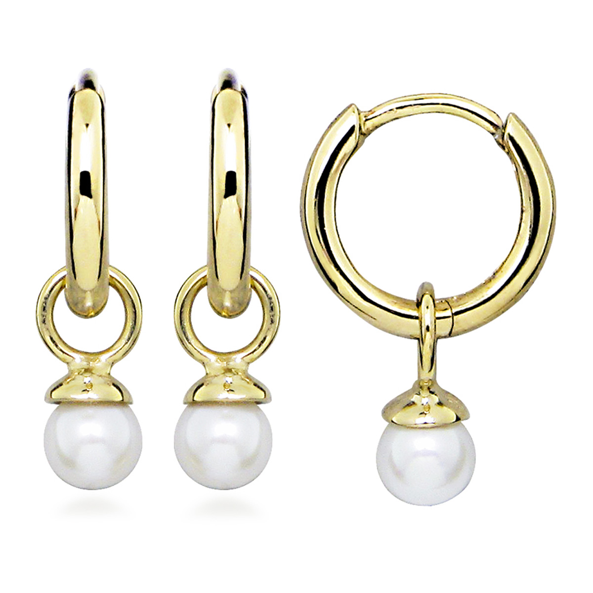 Lykka Pearls gold-plated pearl silver earrings
