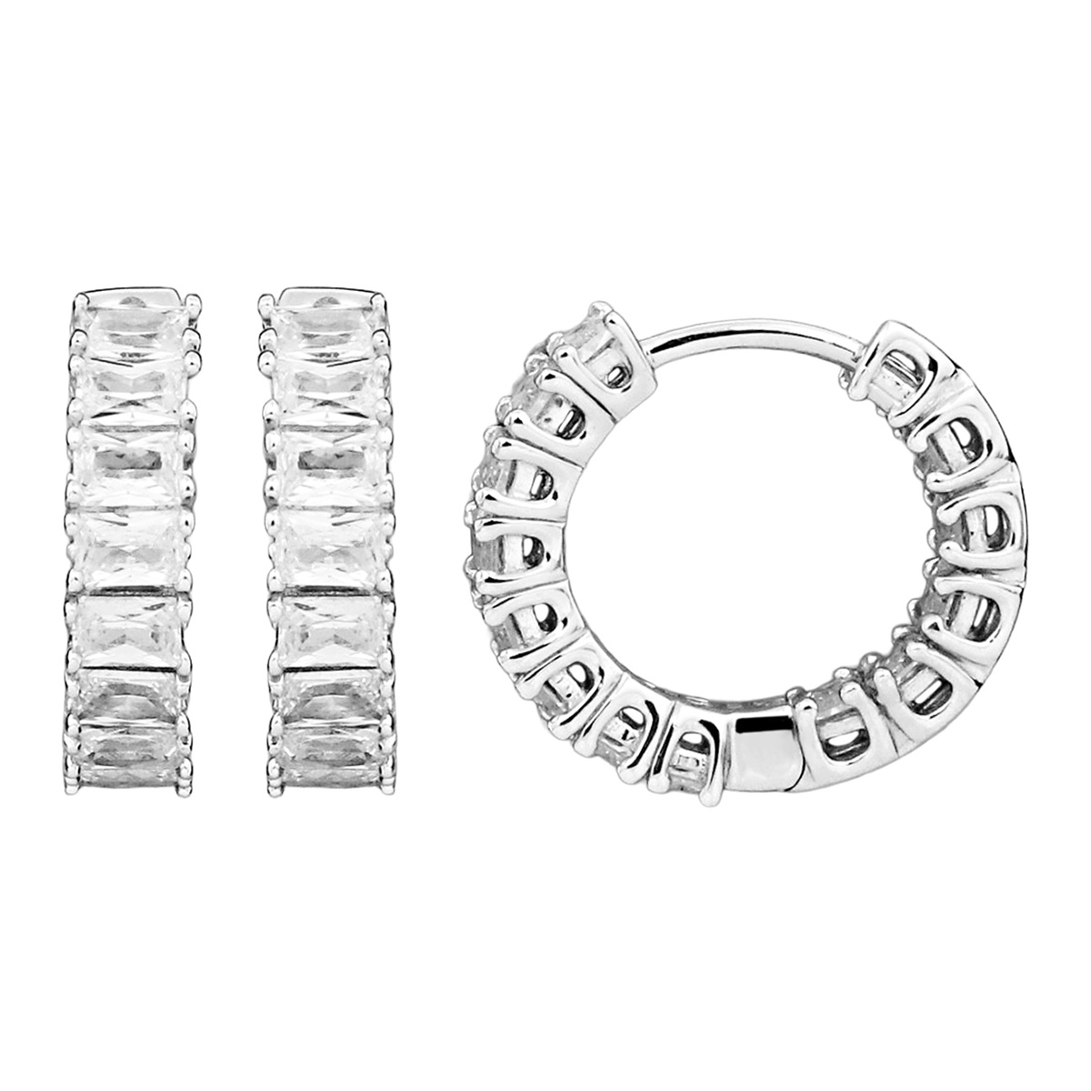 Lykka Casuals silver earrings zirconia sparkling hoops