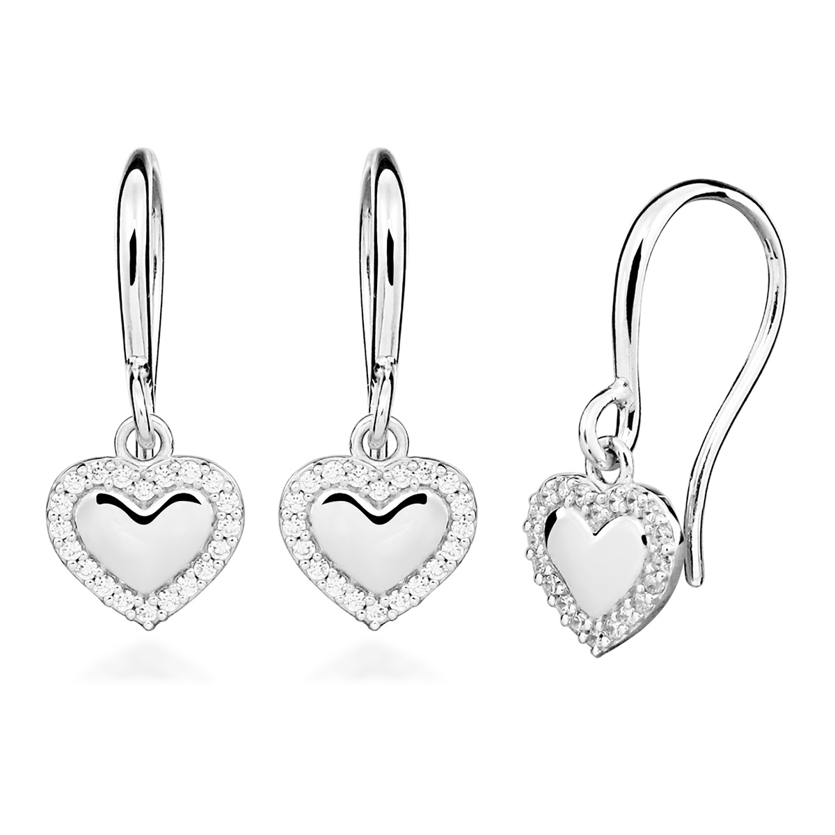 Lykka Hearts heart silver earrings with zirconia