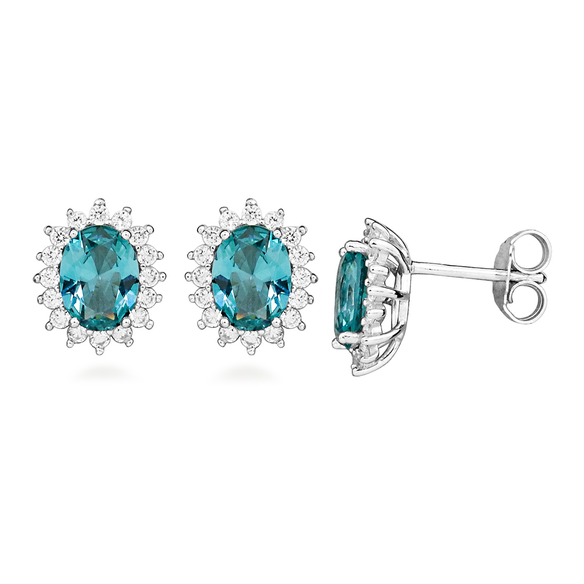 Lykka Casuals turquoise halo silver earrings