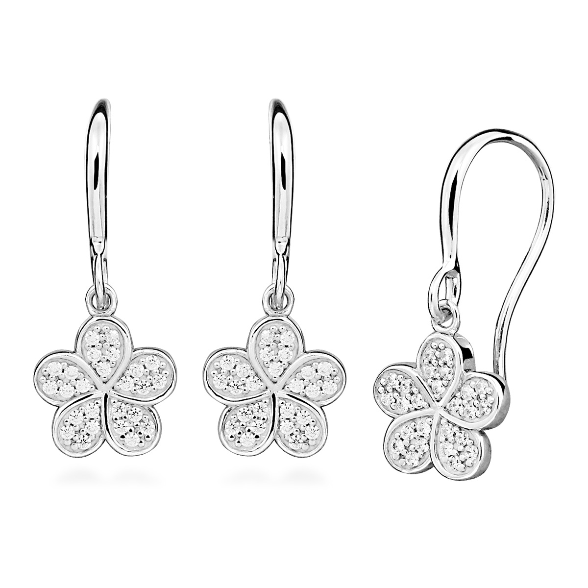 Lykka Symbols flower silver earrings zirconia