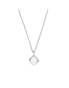 Lykken Pearls silver pearl necklace zirconia 45 cm