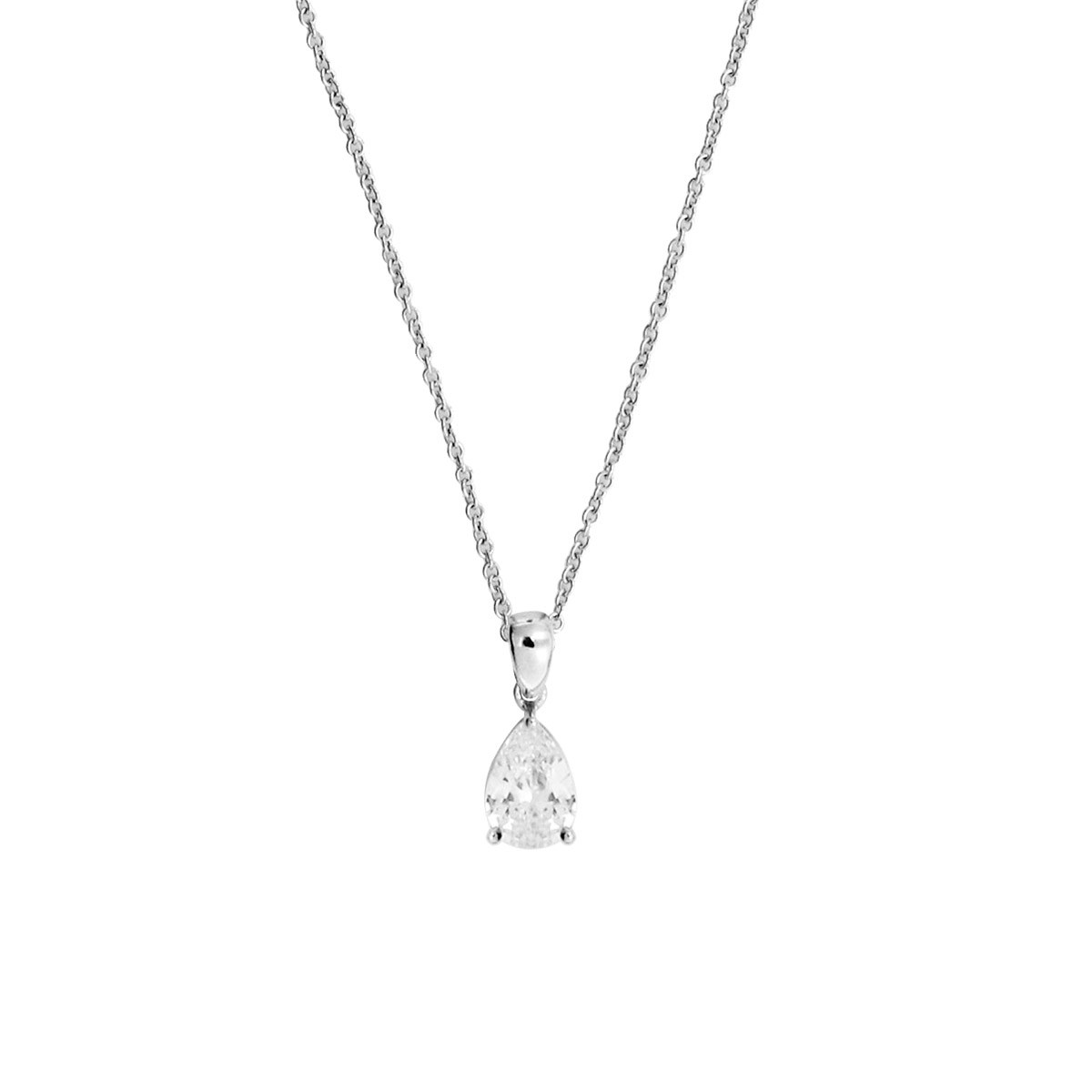 Lykka Casuals silver necklace zirconia drop