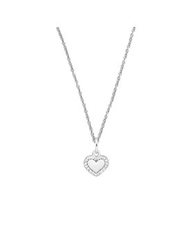 Lykken Hearts heart silver necklace with zirconia 45 cm