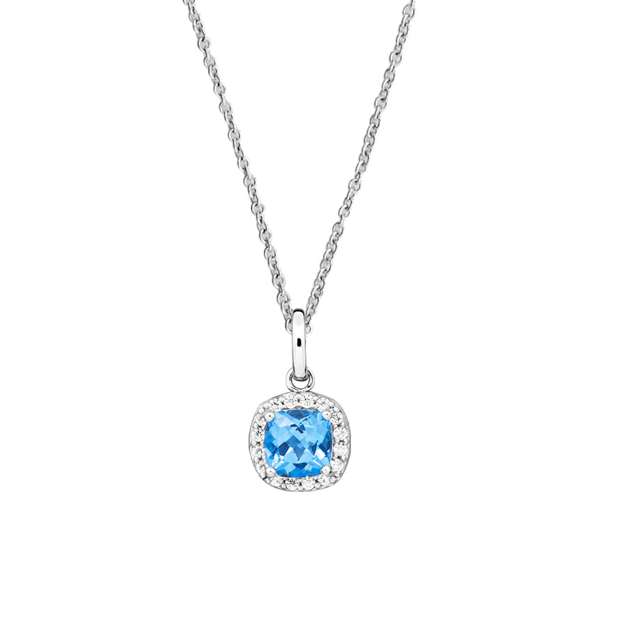Lykka Casuals blue halo silver necklace 45 cm