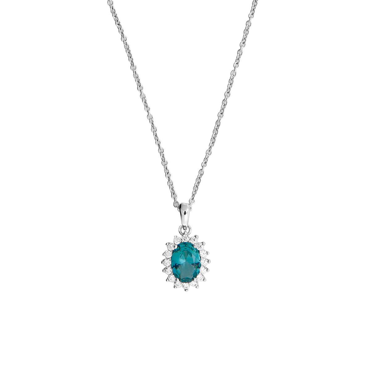 Lykka Casuals turquoise halo silver necklace 45 cm