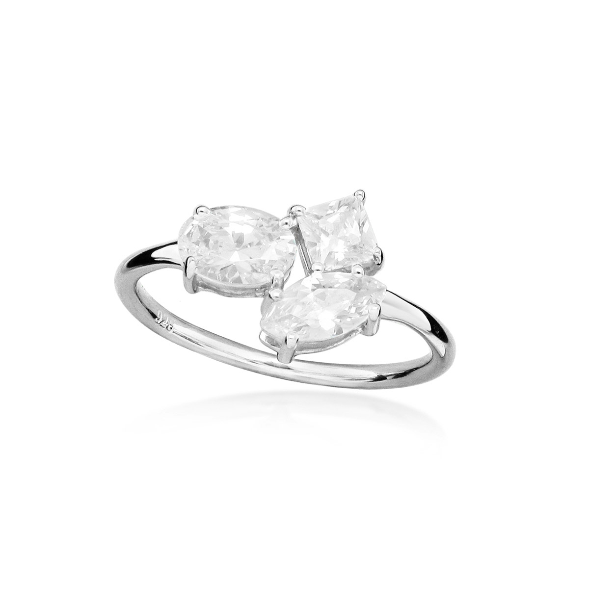 Lykken Casuals silver three-stone zirconia ring