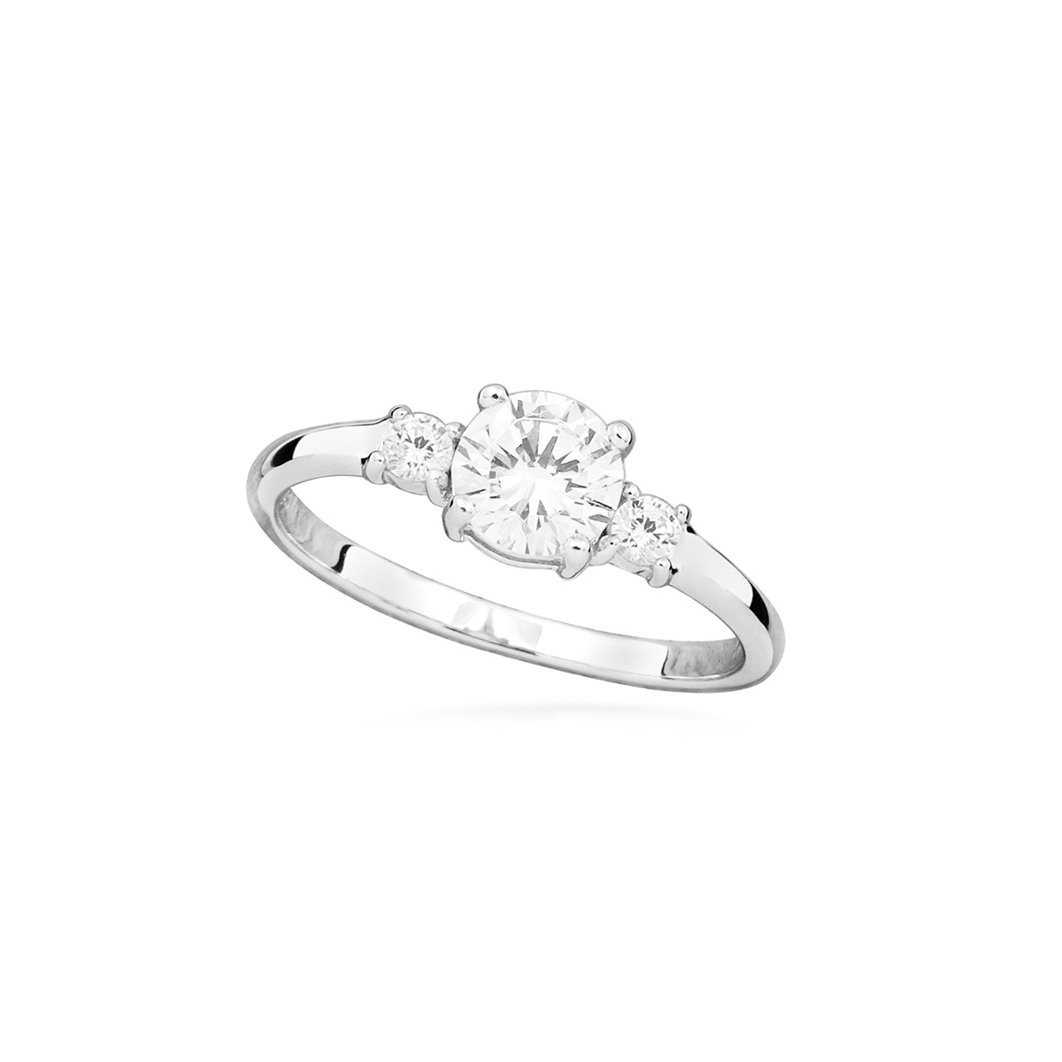 Lykken Casuals three-stone silver ring with zirconias