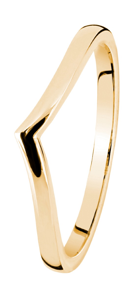 Kohinoor Tia gold chevron plain ring 013-405