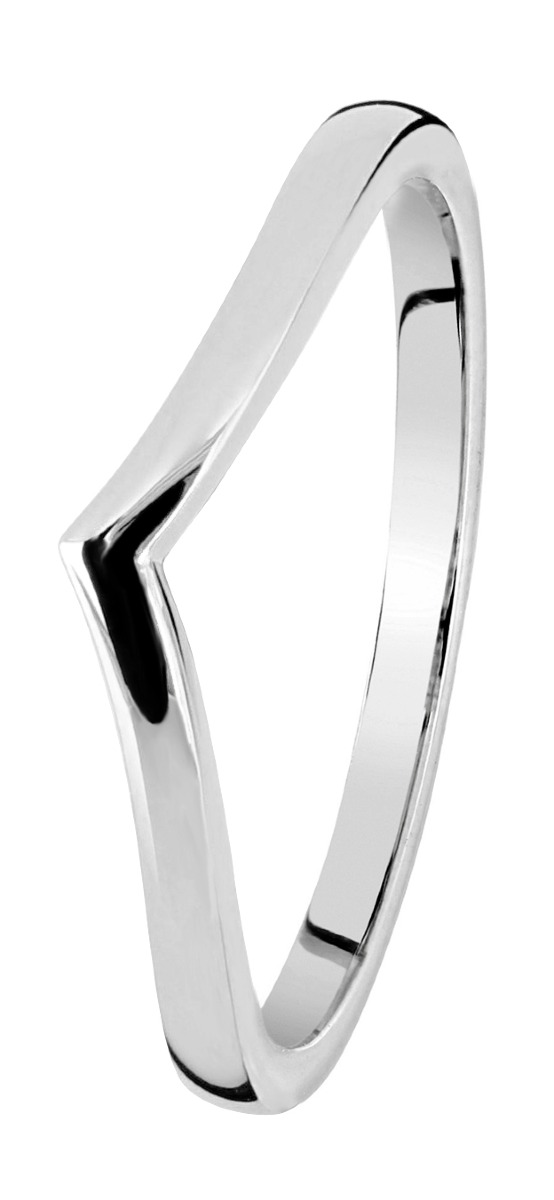 Kohinoor Tia white gold chevron plain ring 013-405V