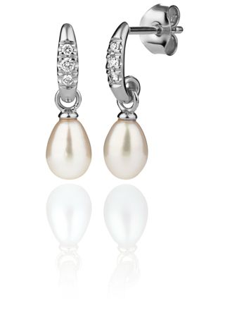 Kohinoor Elina white gold diamond-pearl earrings 143-267V-08