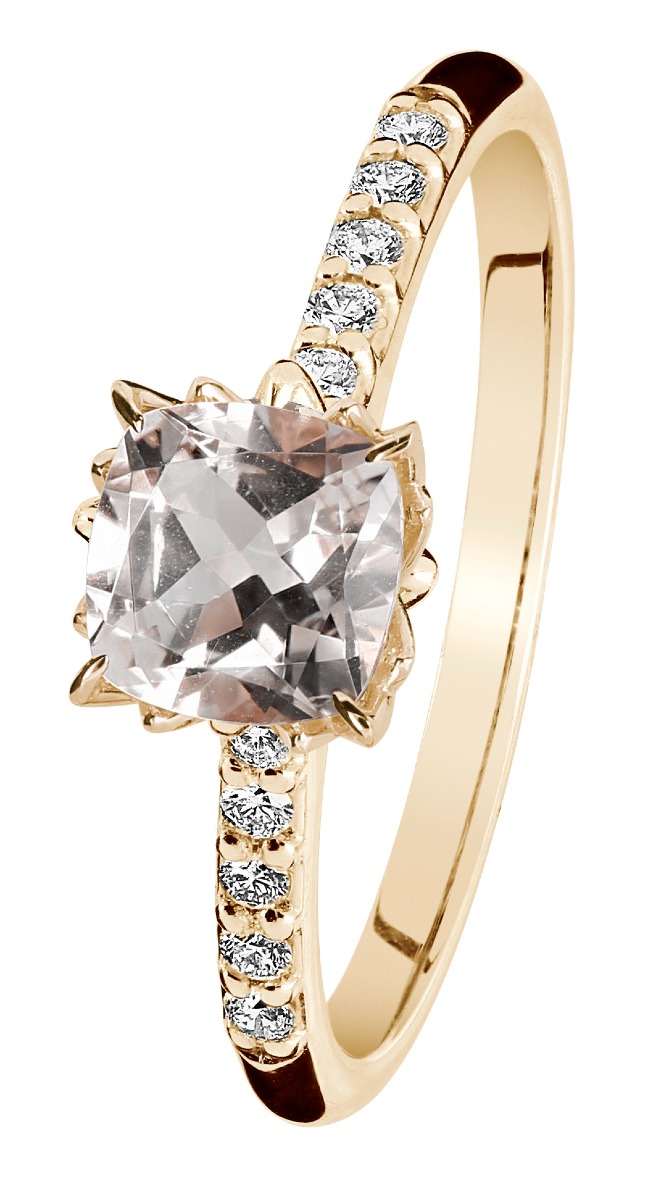Kohinoor Rosa gold morganite diamond ring 933-260-10-cush