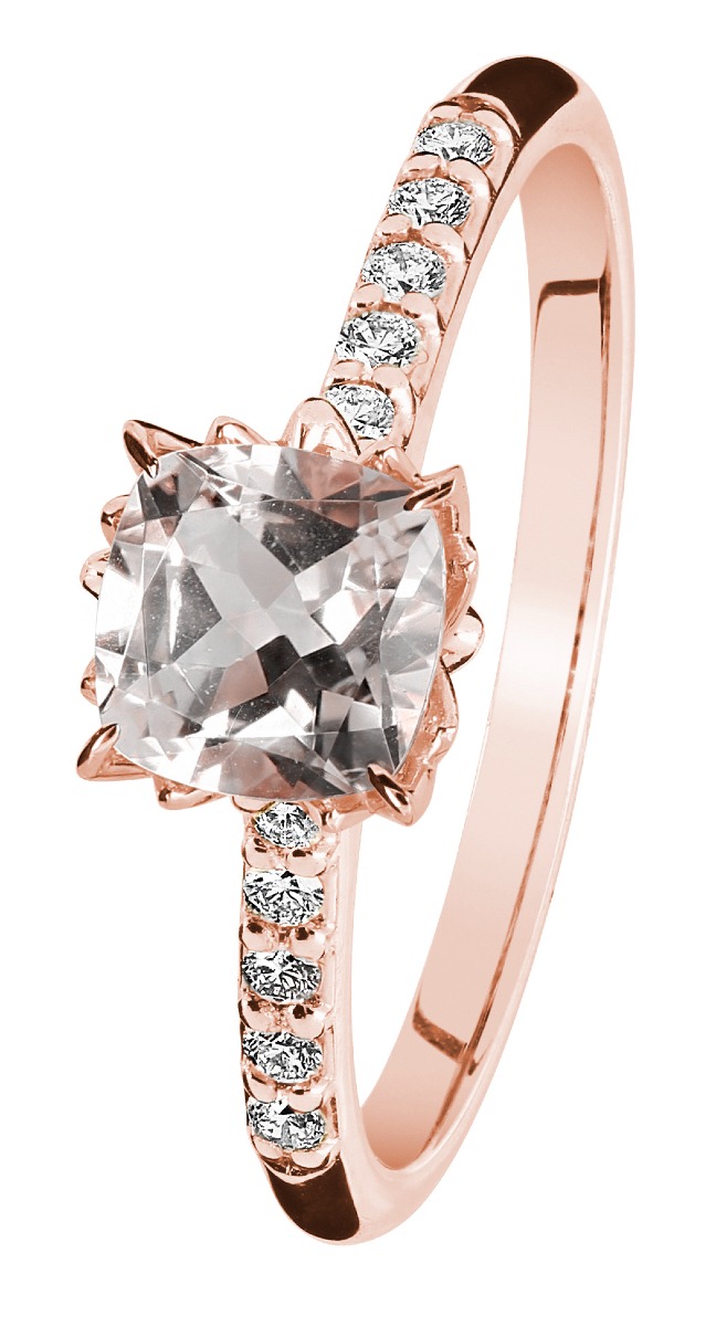 Kohinoor Rosa rose gold morganite diamond ring 933-260P-10-cush-160