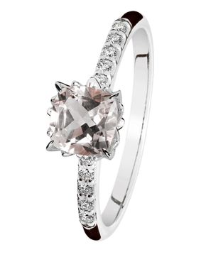 Kohinoor Rosa white gold morganite diamond ring 933-260V-10-cush