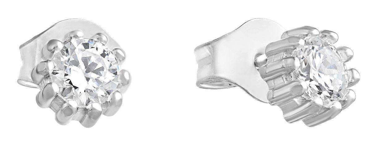 Lempikoru Bud solitaire stud earrings 4 mm silver platinum 33 079 01 000