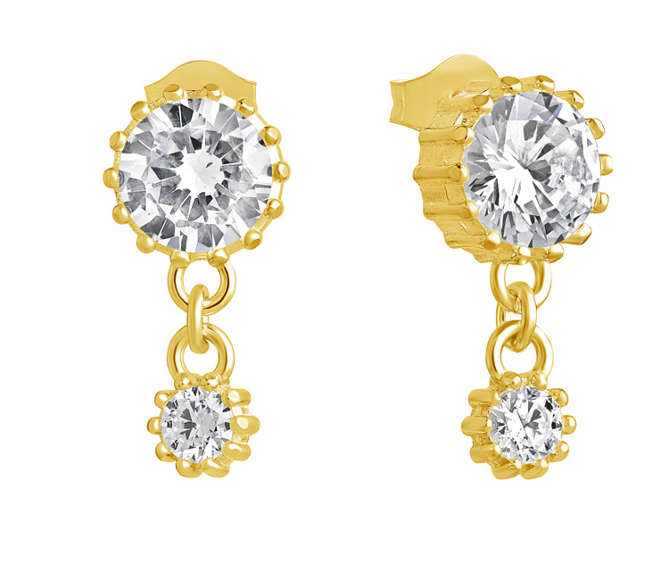 Lempikoru Bud drop earrings with two stones gold plated 53 077 01 000