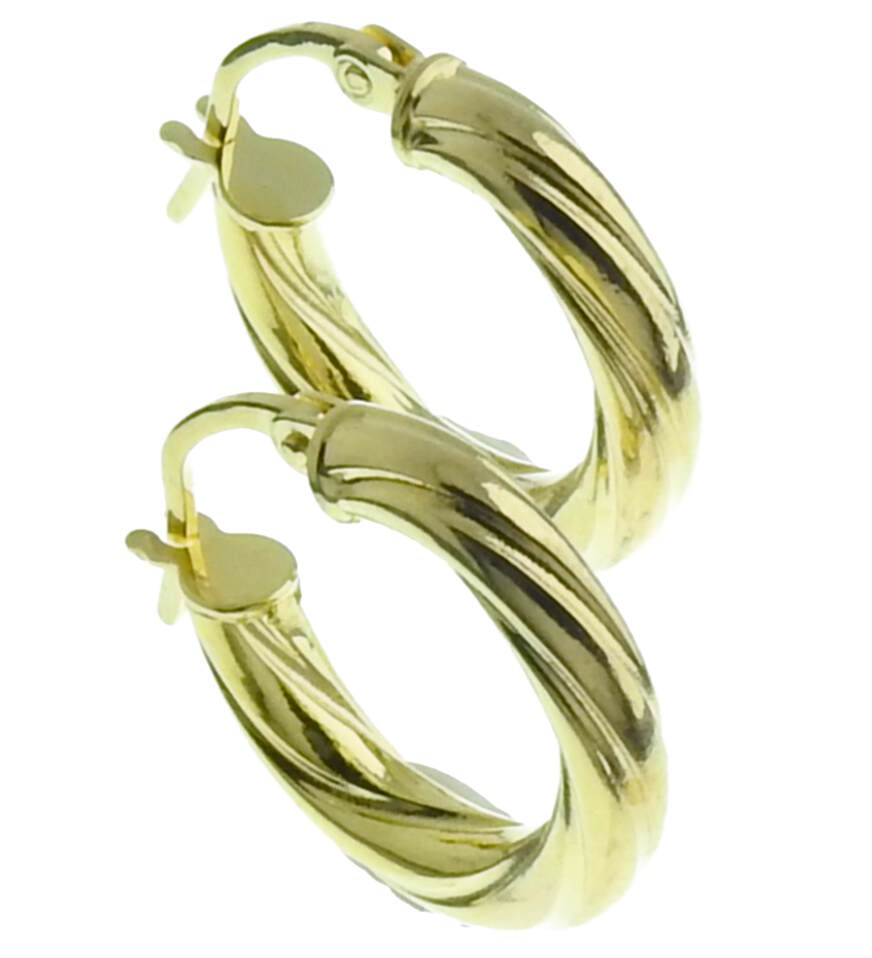 14ct Gold Hoop Earrings 16mm KR1-34