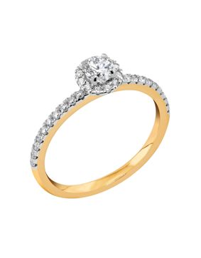 Midem Paris halo-diamond ring 0,50ct yellow gold