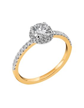 Midem Paris halo-diamond ring 1,00ct yellow gold