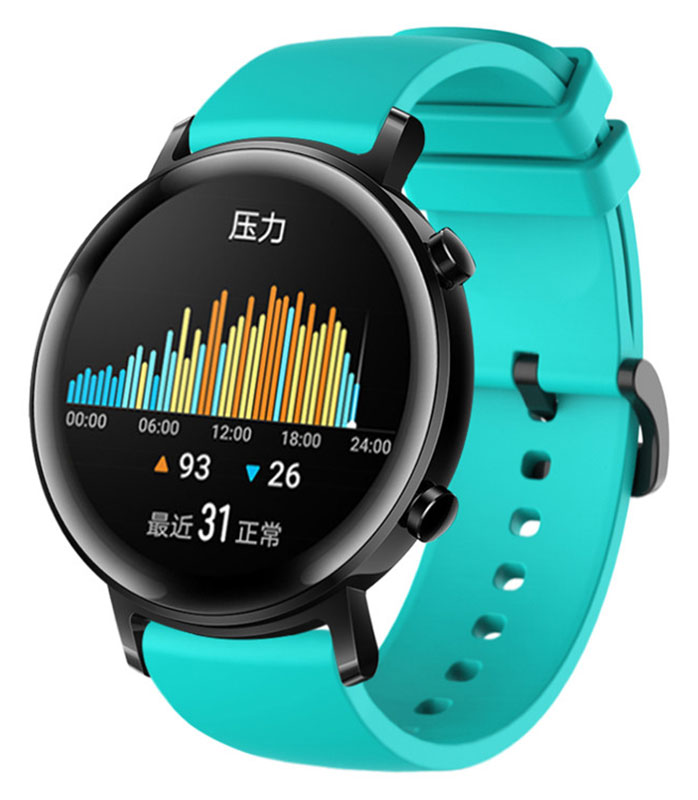 Tiera turquoise silicone watch strap  20 mm quick-release - black buckle