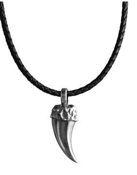 Lempikoru Strong big patinated silver-leather necklace 42 631 86 500