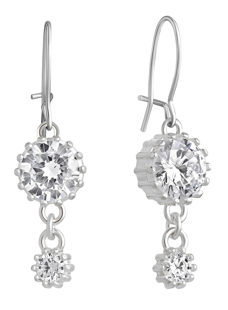 Lempikoru Bud Ear Wire earrings with two stones platinum 34 077 01 000