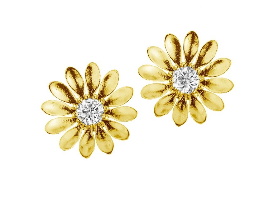 Lempikoru Kukkanen stud earrings clear gold plated 5307501000