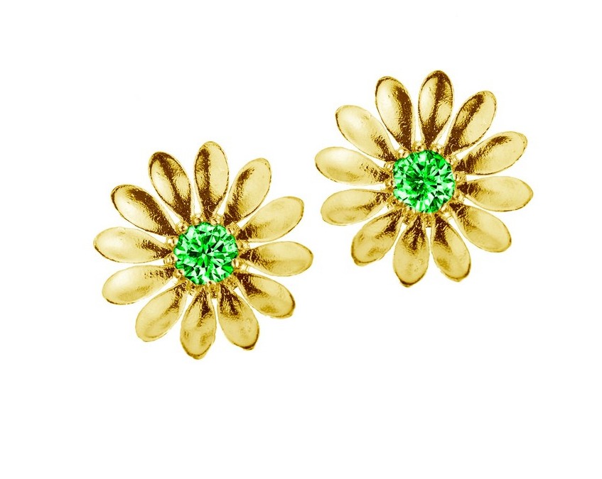 Lempikoru Kukkanen stud earrings green gold plated 5307512000