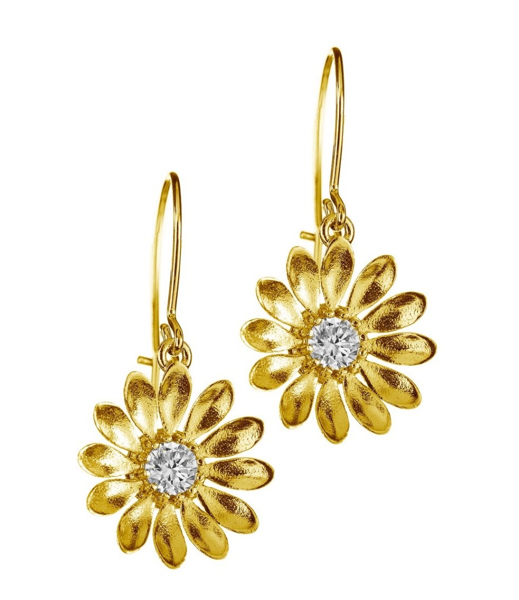 Lempikoru Kukkanen drop flower earrings clear gold plated 5407501000