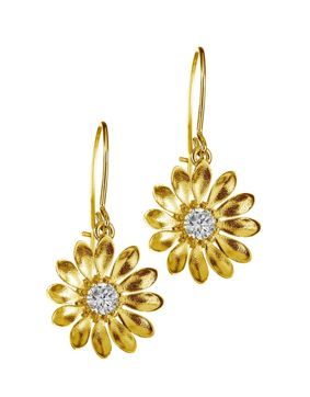 Lempikoru Kukkanen drop flower earrings clear gold plated 5407501000