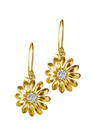 Lempikoru Kukkanen drop flower earrings clear gold plated 5407501000