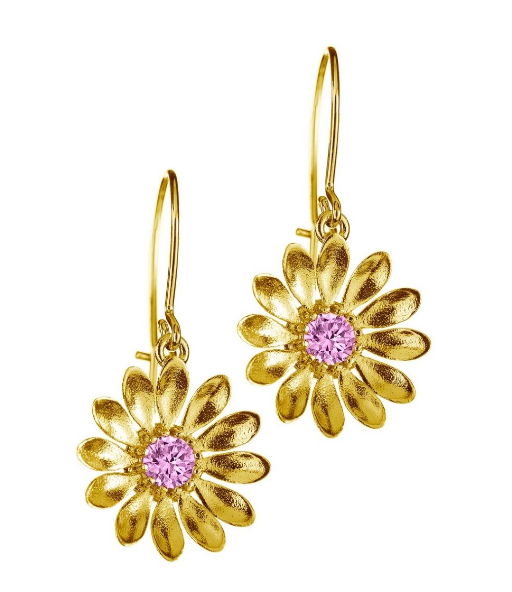 Lempikoru Kukkanen drop flower earrings pink gold plated 5407506000