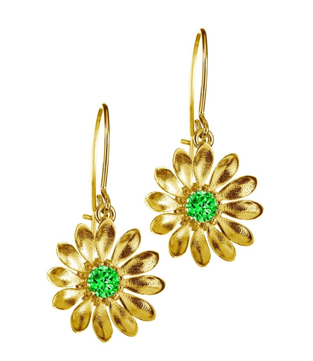 Lempikoru Kukkanen drop flower earrings green gold plated 5407512000
