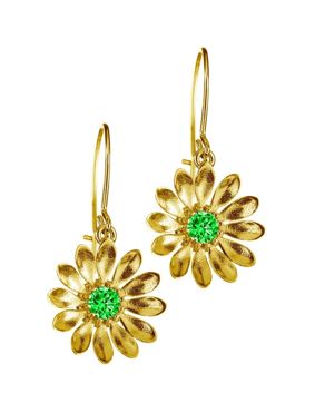 Lempikoru Kukkanen drop flower earrings green gold plated 5407512000