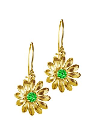 Lempikoru Kukkanen drop flower earrings green gold plated 5407512000