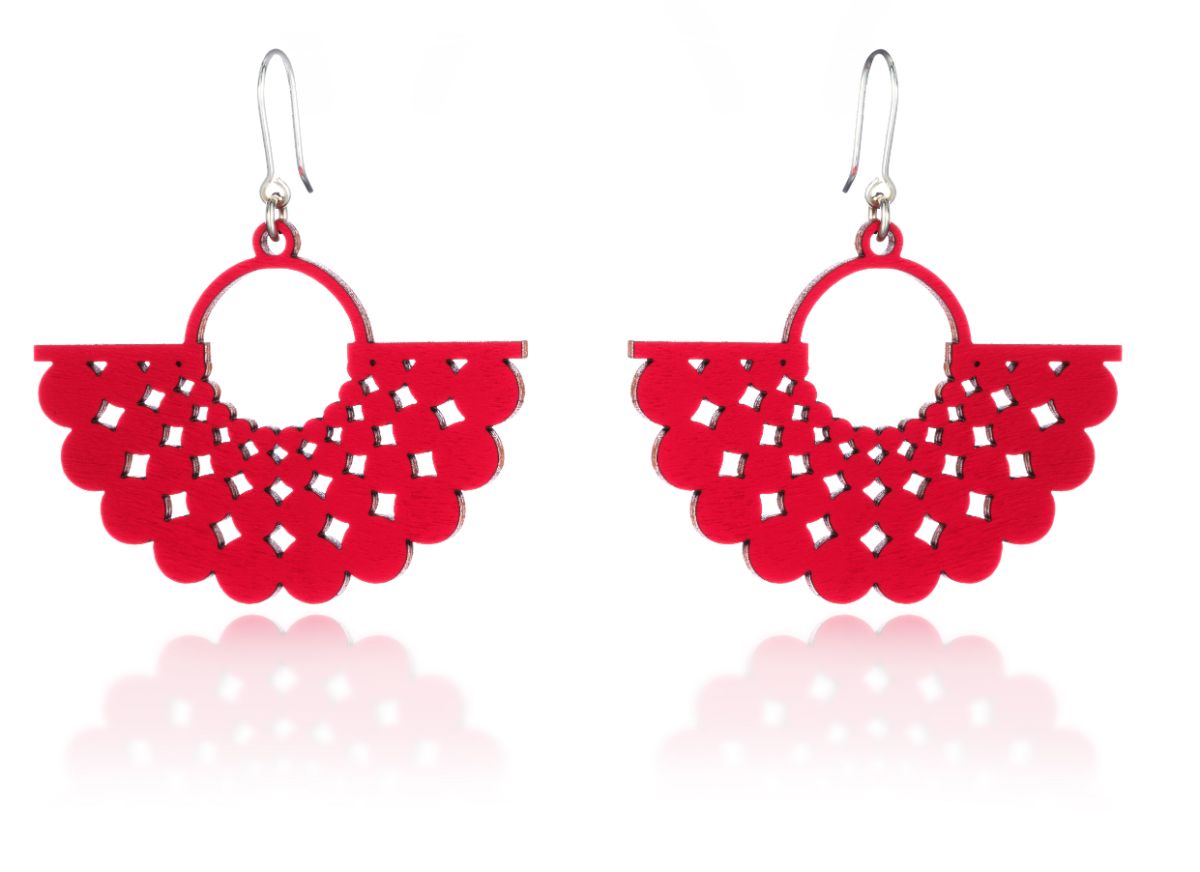 Lumoava Time plywood earrings red LV5244200060
