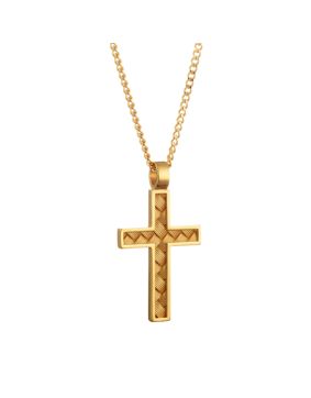 Lumoava Oiva cross necklace yellow gold-plated bronze 60261600000