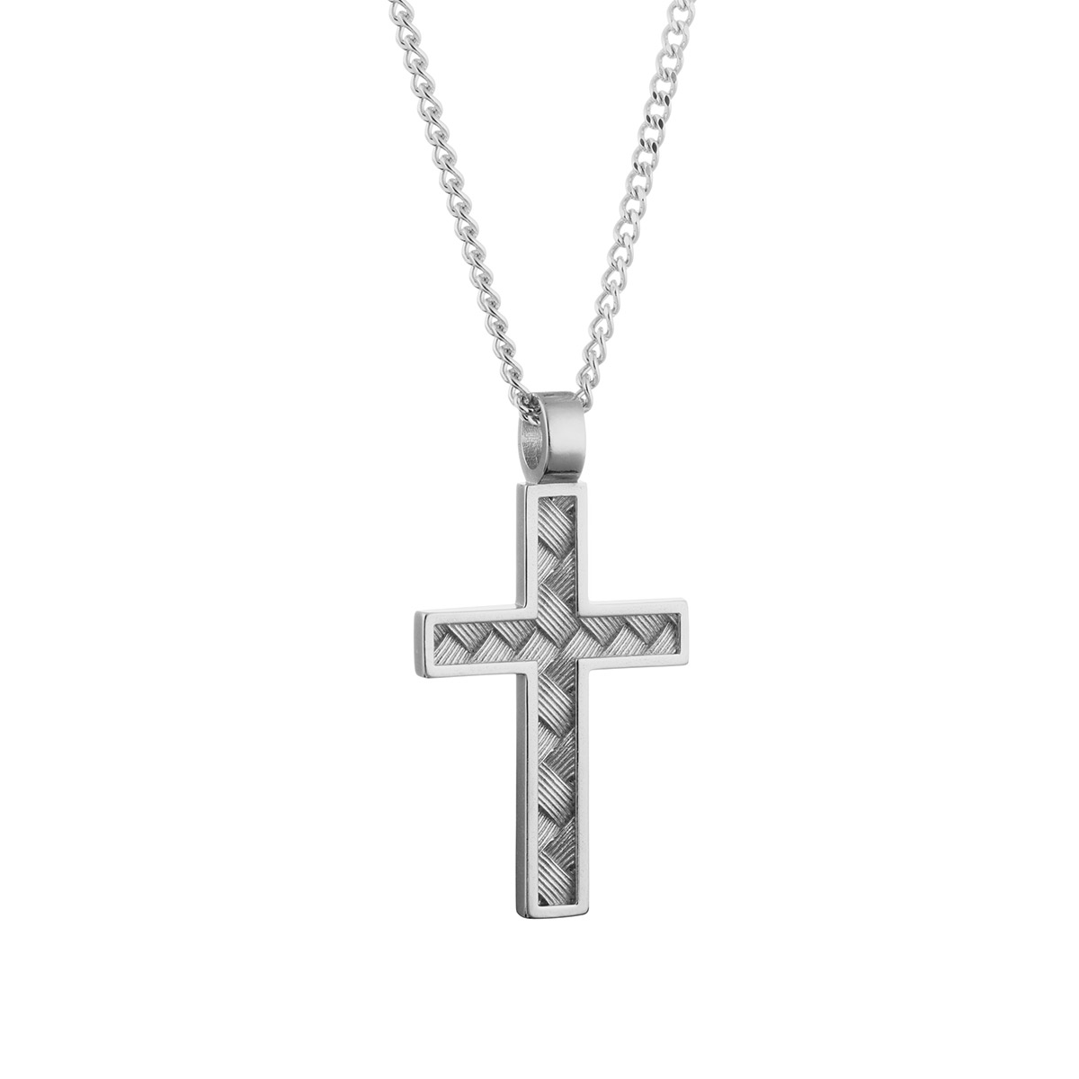 Lumoava Oiva cross necklace rhodium-plated bronze 50261600000
