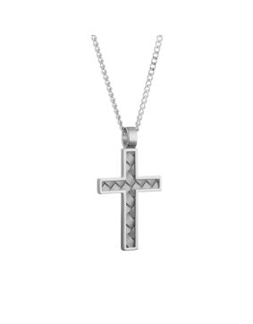Lumoava Oiva cross necklace rhodium-plated bronze 50261600000