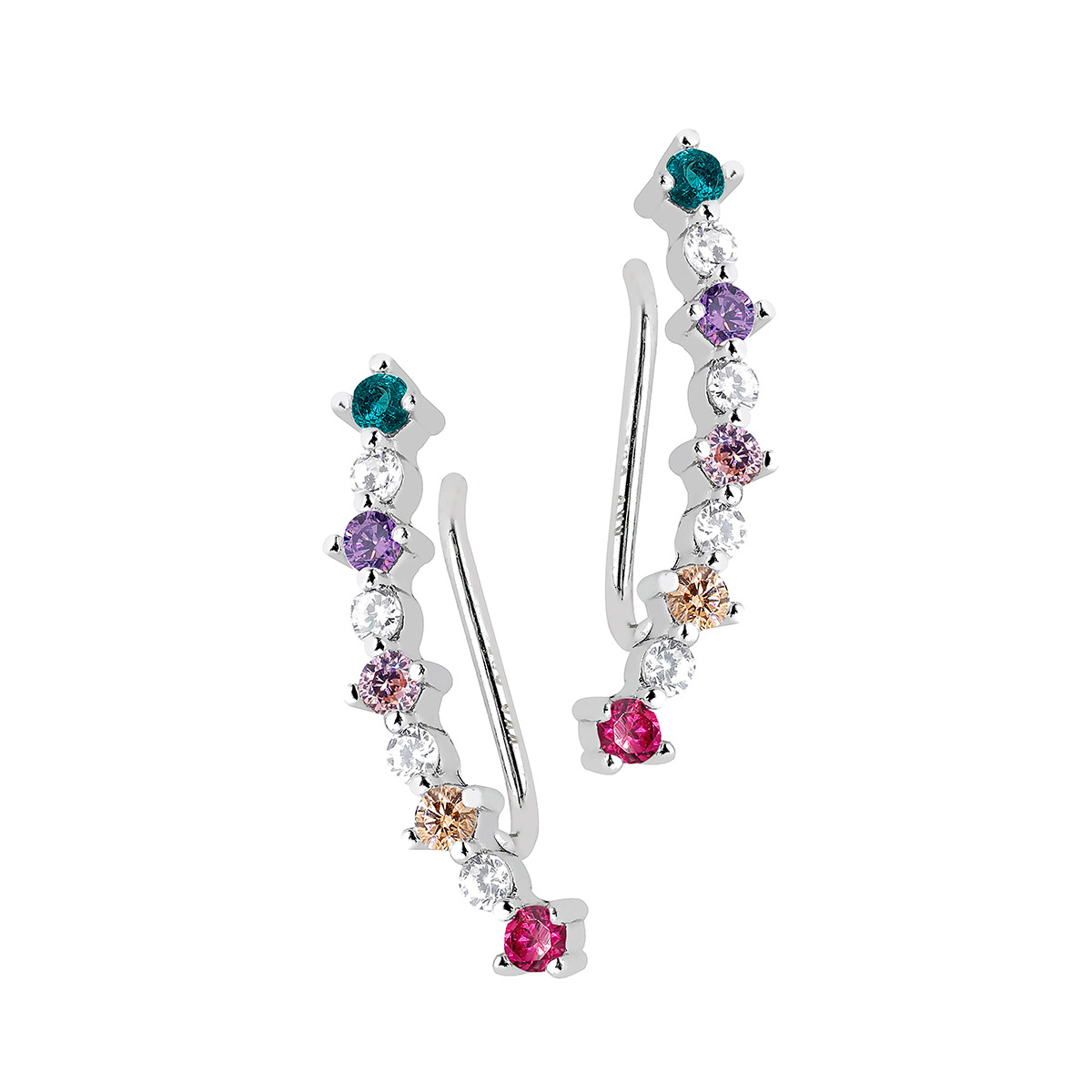 Lykka Casuals climber colorful silver earrings 