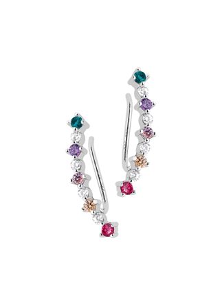 Lykka Casuals climber colorful silver earrings